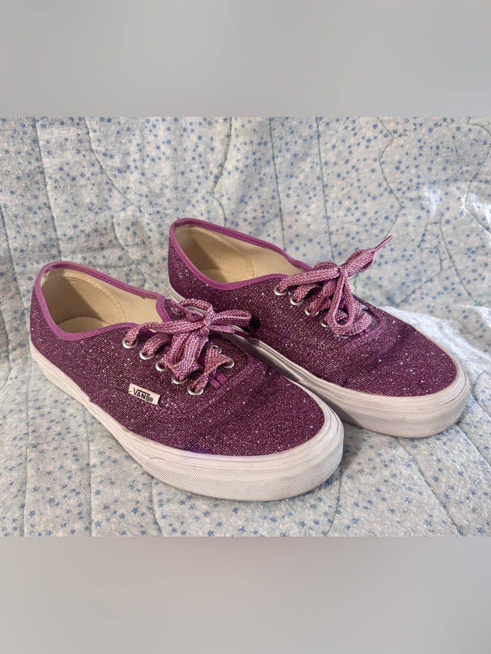 Vans Off The Wall Pink Sparkly Glitter Sneakers Shoes women Size 8.5